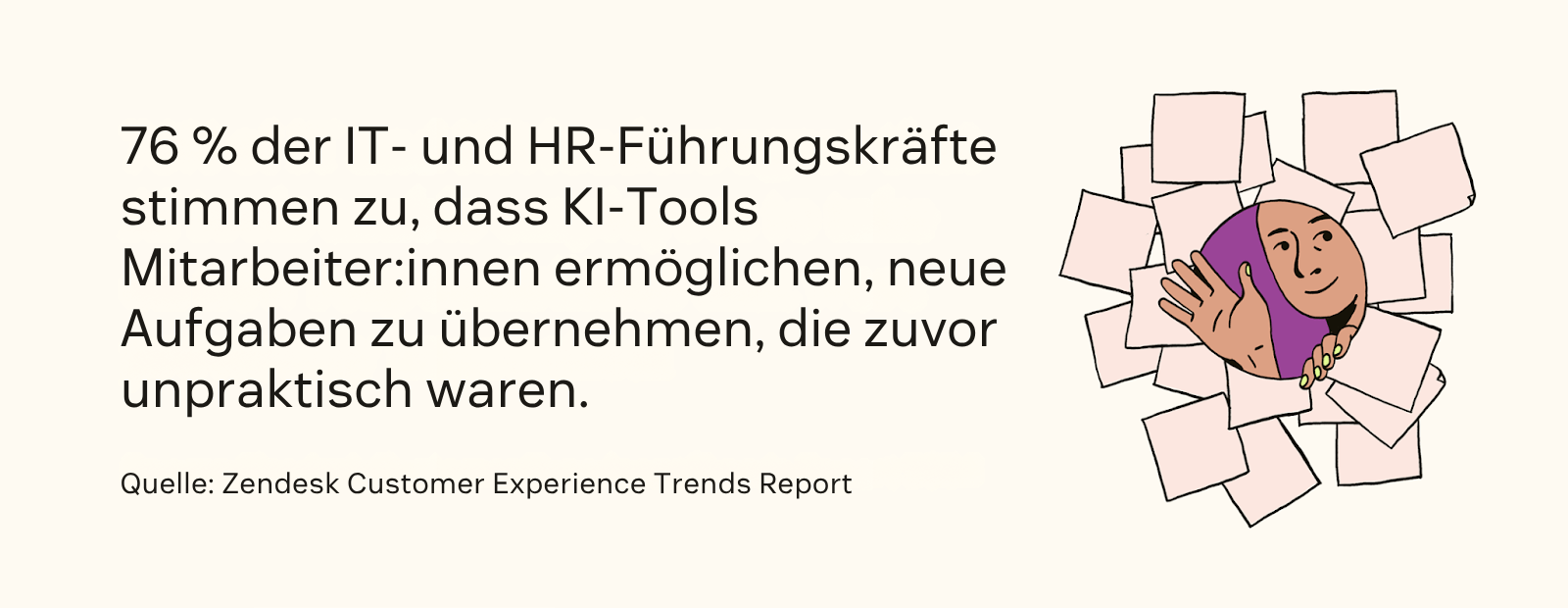 76 Prozent der IT- und HR-Führungskräfte stimmen zu, dass KI-Tools Mitarbeiter:innen neue Aufgaben ermöglichen, die zuvor unpraktisch waren.