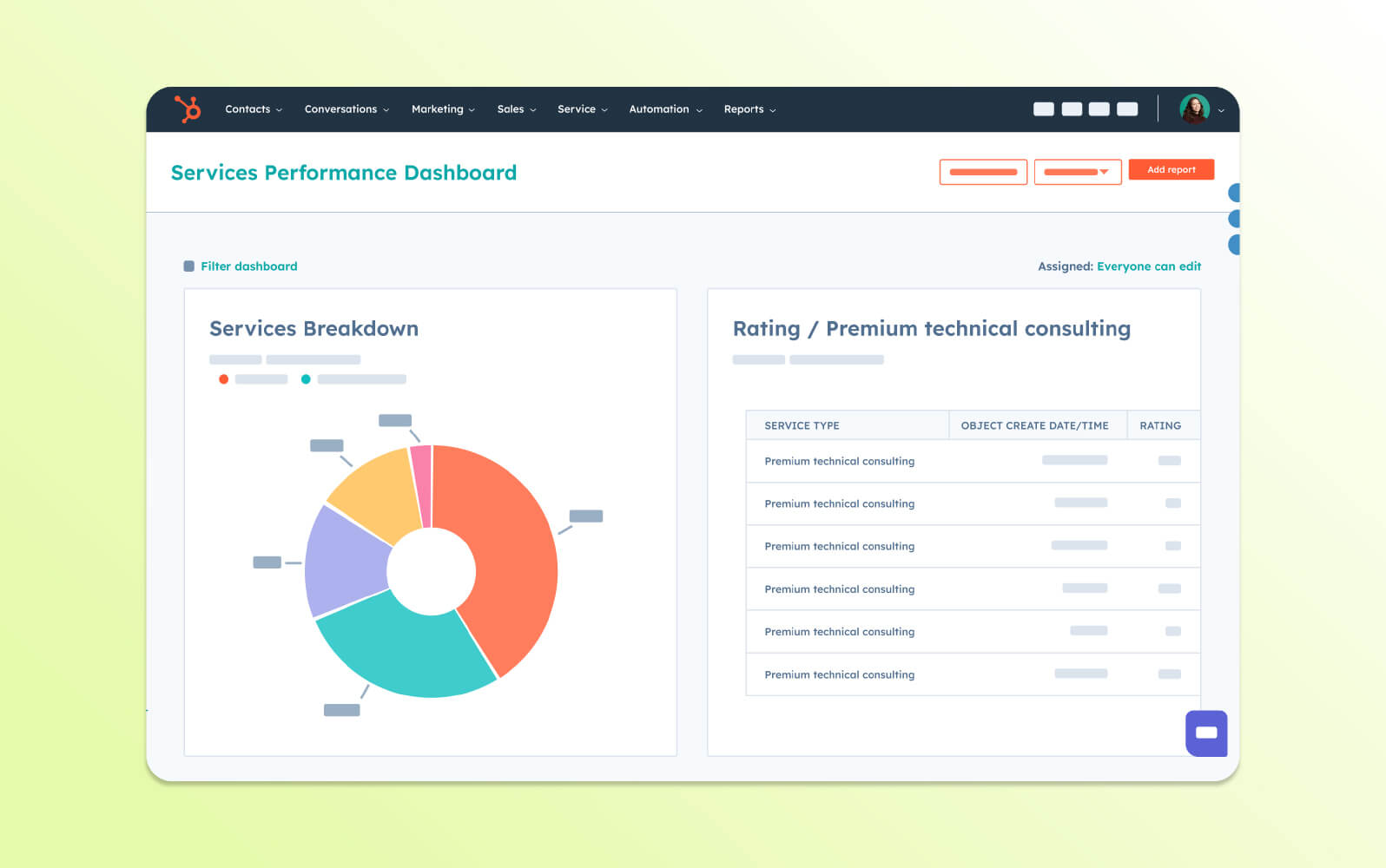 Screenshot des HubSpot Service Hub Helpdesk-Ticketing-Systems mit zentraler Plattform für Posteingänge und Wissensdatenbank.