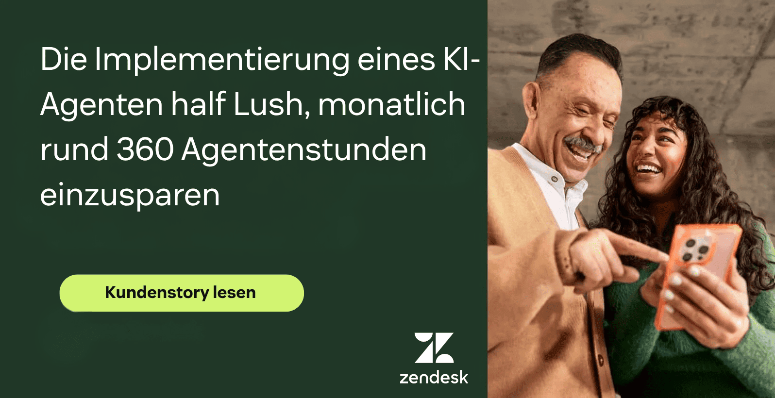 Visual, das zeigt, dass ein KI-Agent Lush etwa 360 Agentenstunden pro Monat einspart.