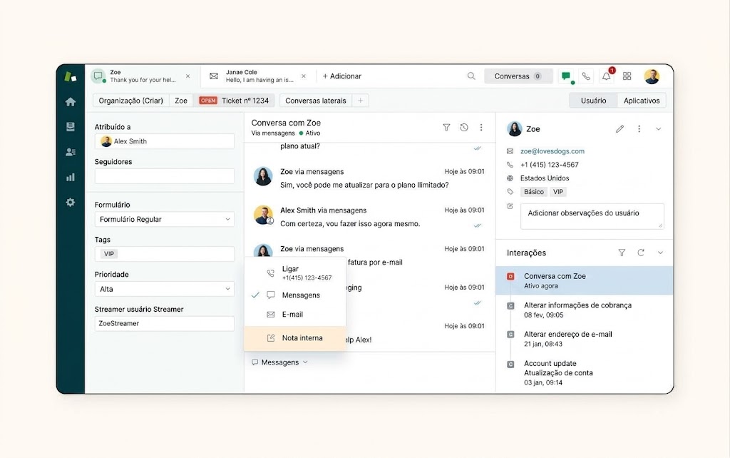 Imagem de produto que mostra o software de gestão de qualidade da Zendesk.