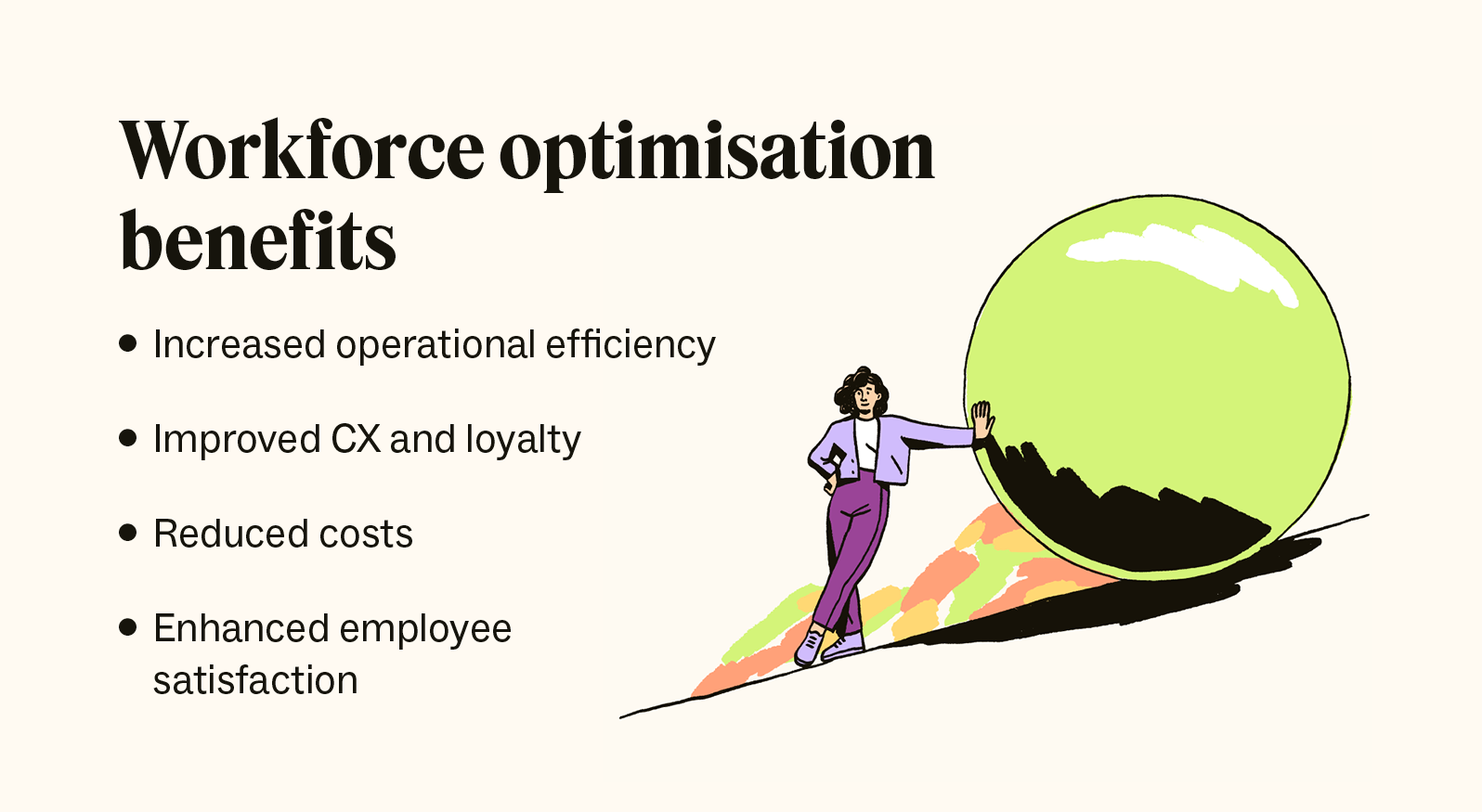 A bulleted list details the benefits of workforce optimisation.