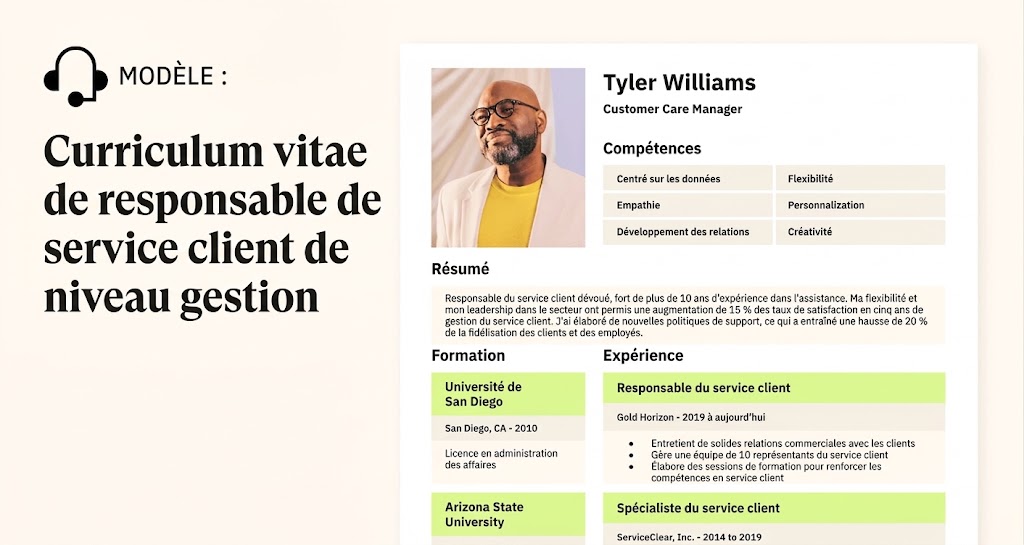 Un CV de service client présentant la flexibilité du candidat.