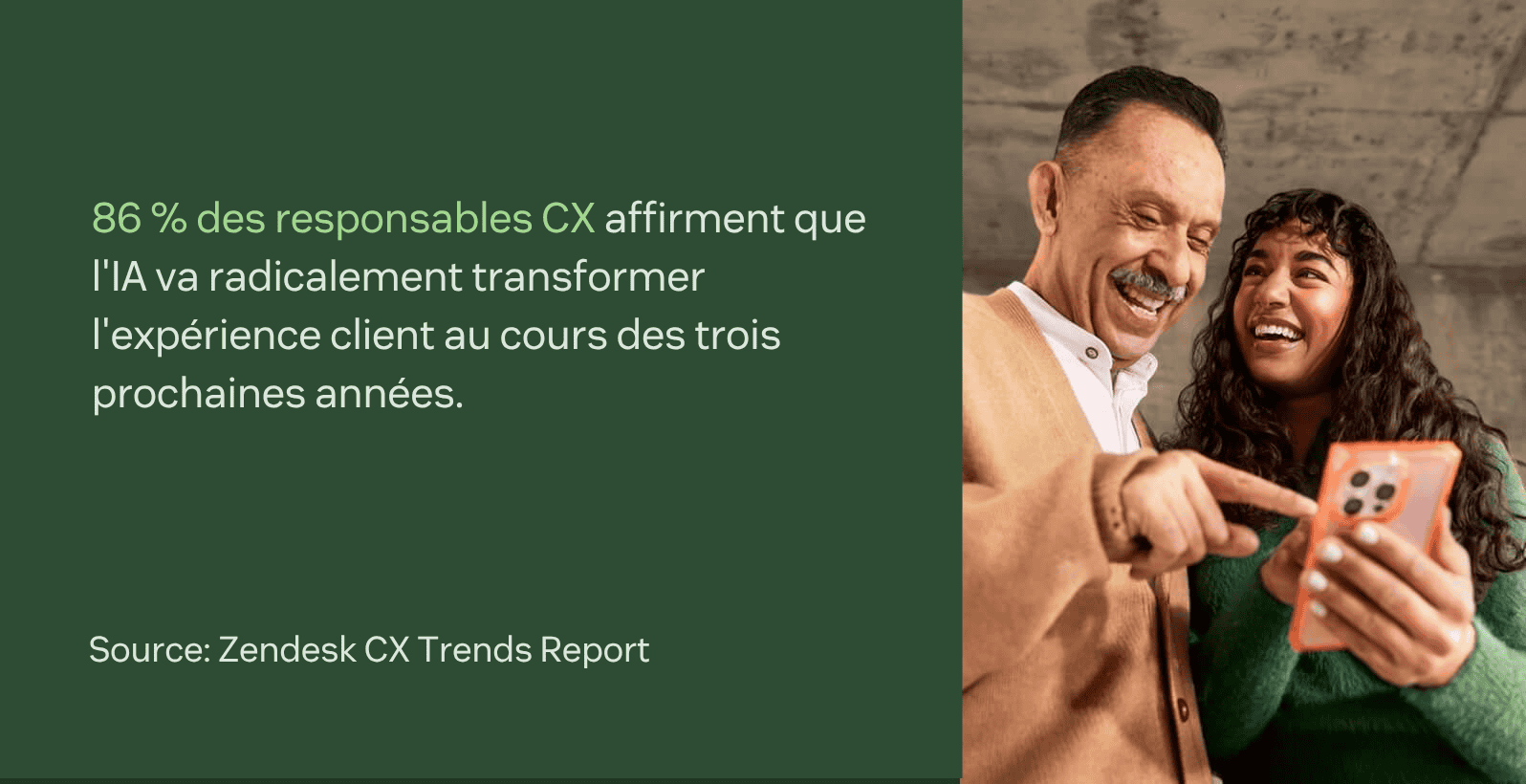 86 % des responsables de la CX déclarent que l’IA changera radicalement l’expérience client au cours des trois prochaines années, selon le Rapport Zendesk sur la CX basée sur l’IA.