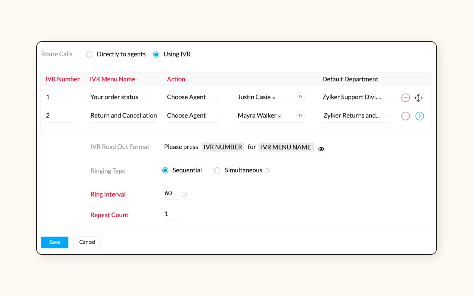 Zoho DeskのAIコールセンターシステム画面
