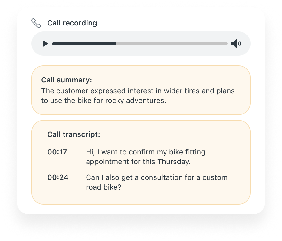 A Zendesk call transcription capability.