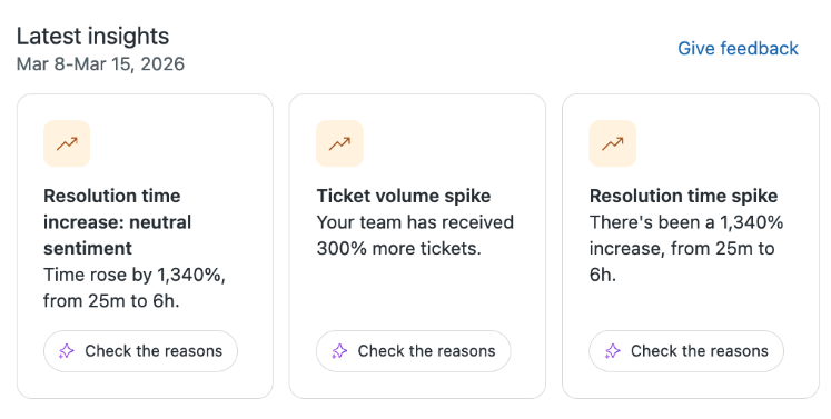 Screenshot of Admin Copilot’s Latest Insights feature.