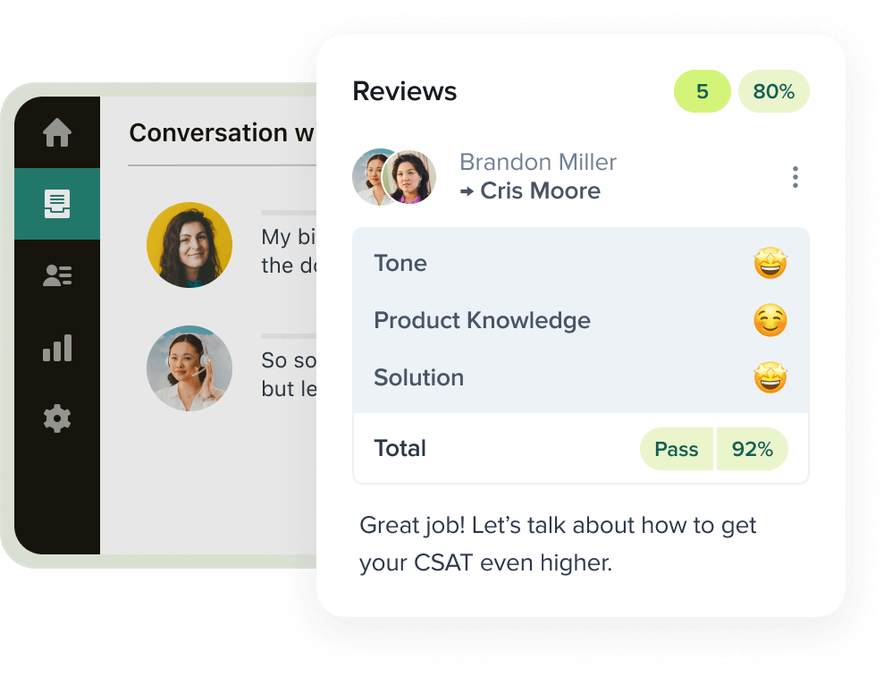A product image of Zendesk AI agent QA.