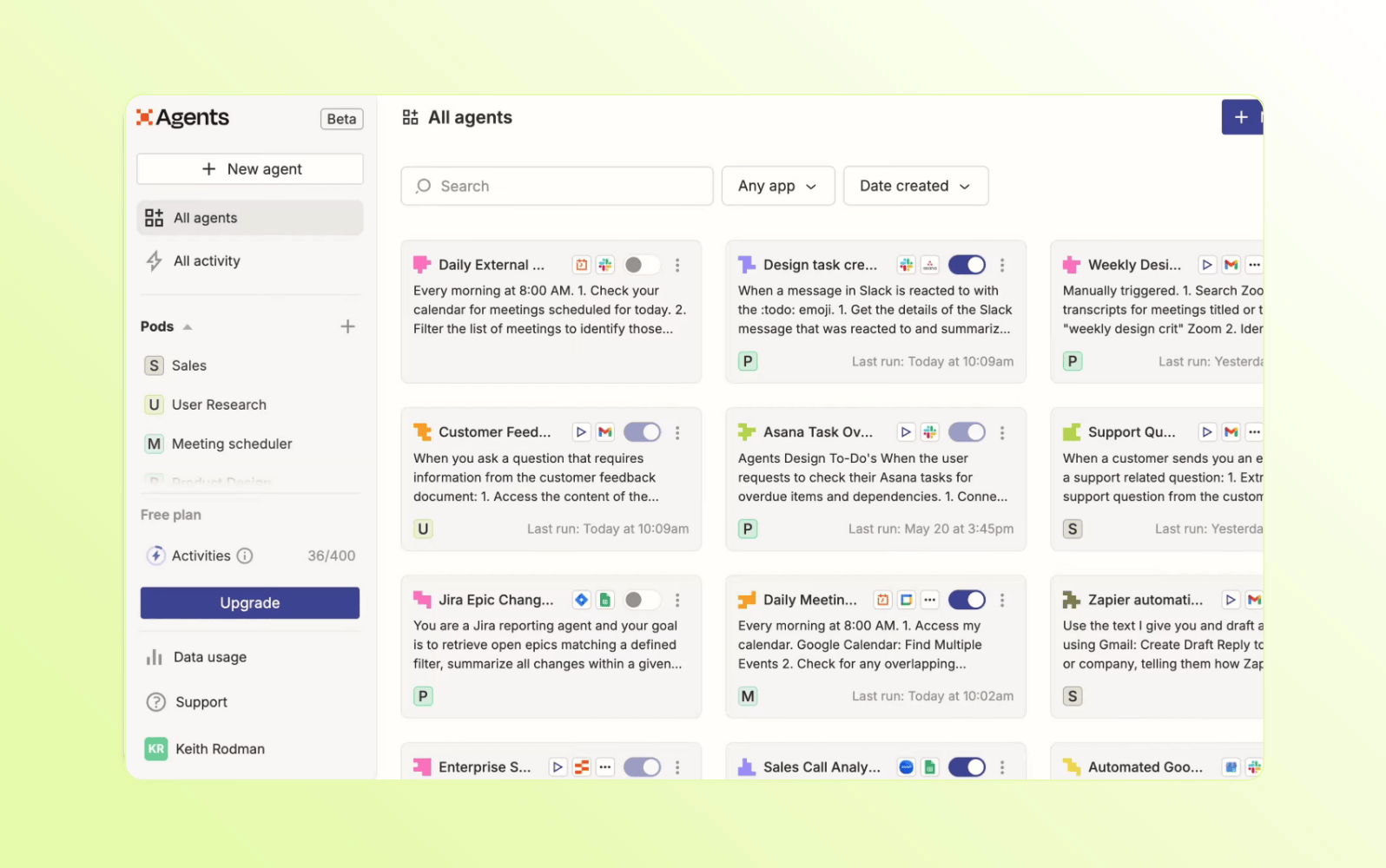 Zapier Agents KI-Chatbot-Plattform Screenshot.