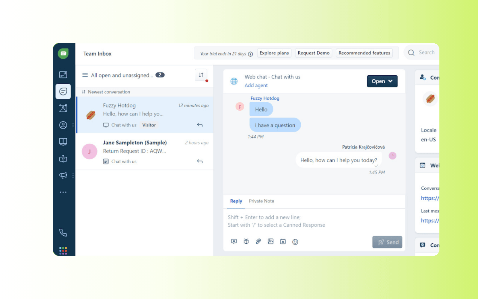 Screenshot of the Freshdesk AI service desk platform.