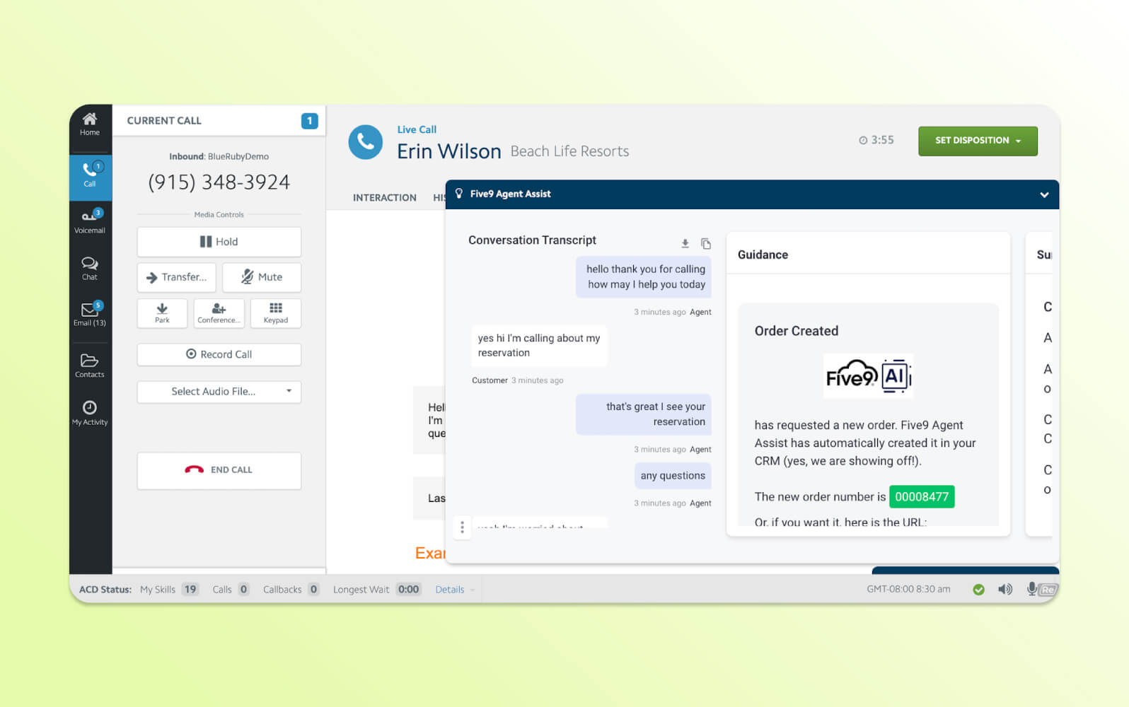 A product image of Five9 contact center software.