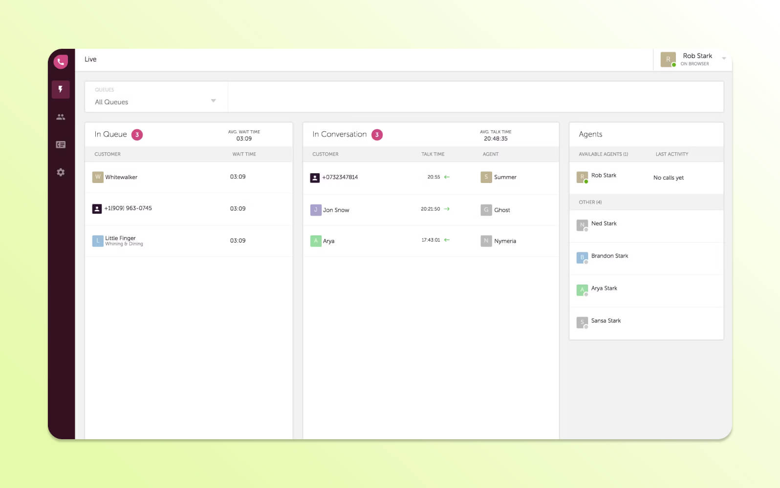 A product image of Freshcaller contact center software.