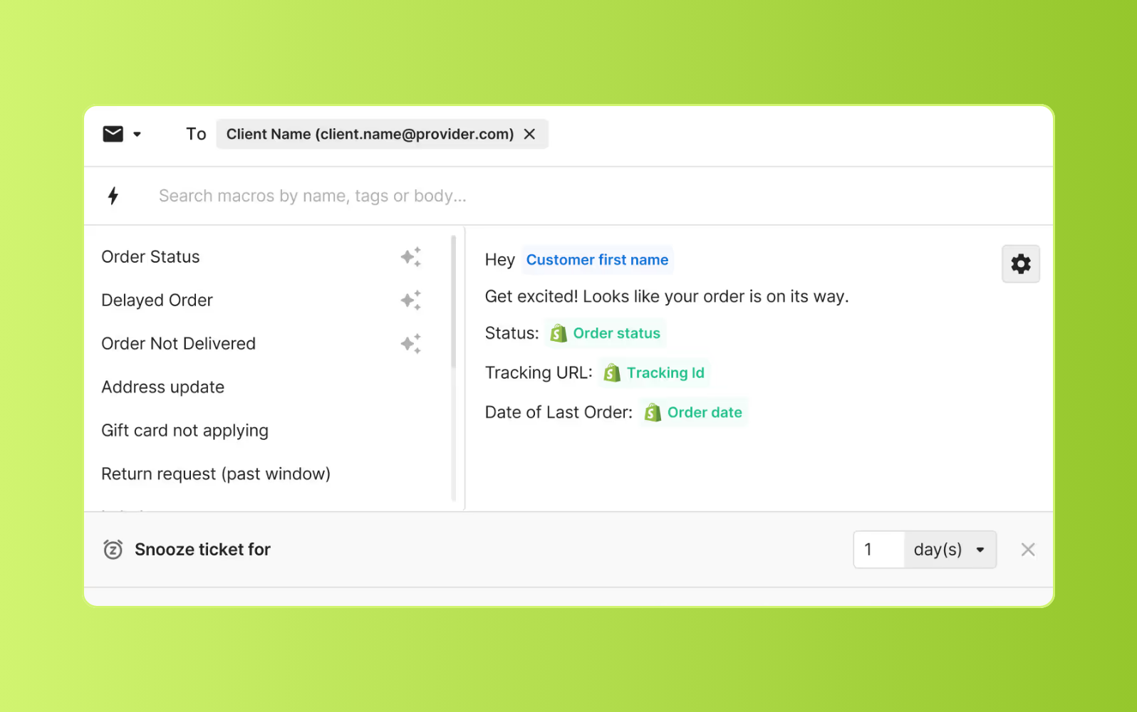 Gorgias customer service management software dashboard.