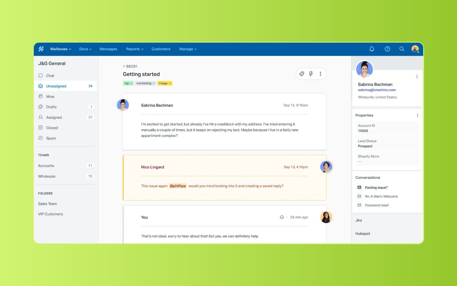 Help Scout customer service management software dashboard.
