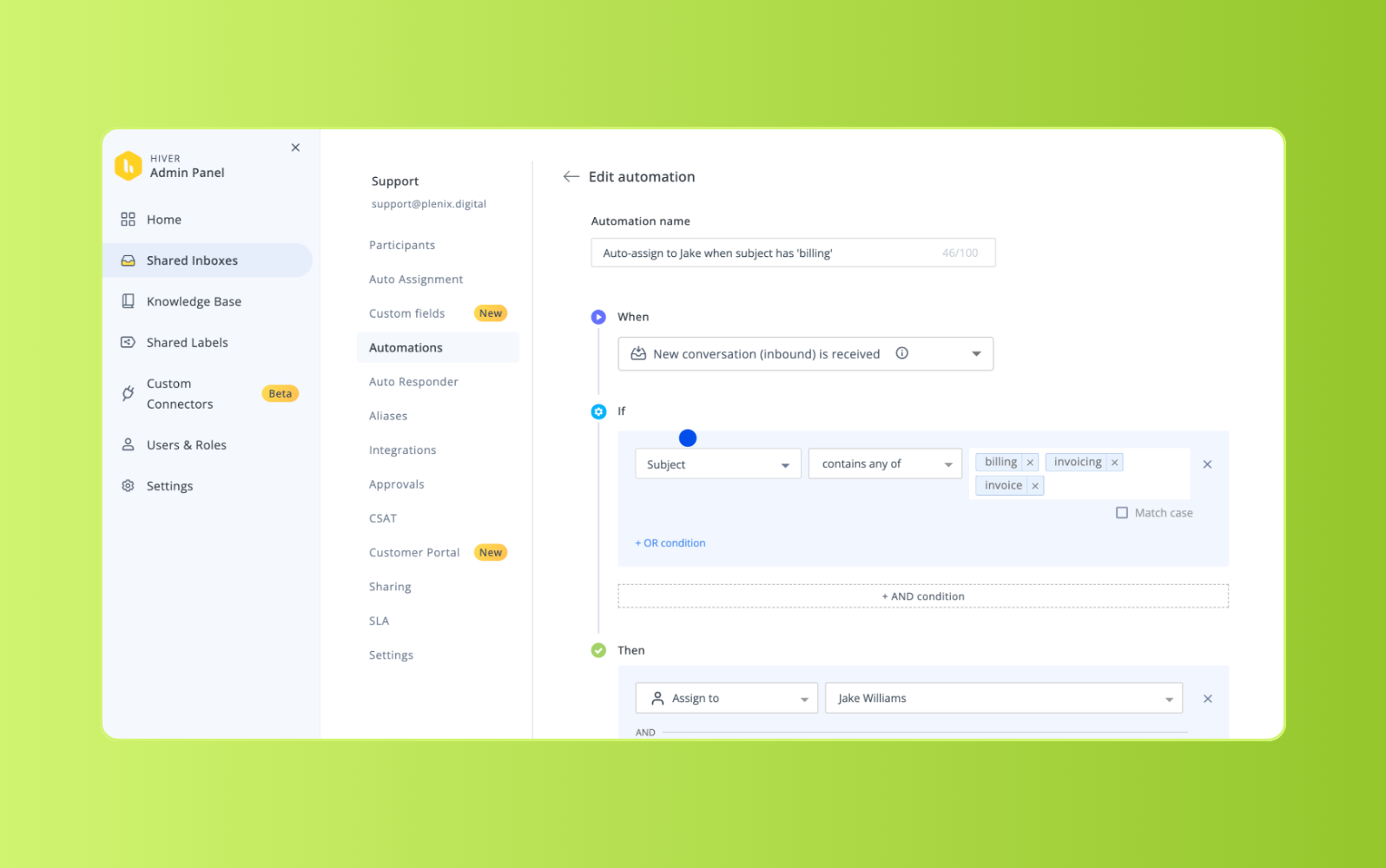 Hiver customer service management software dashboard.