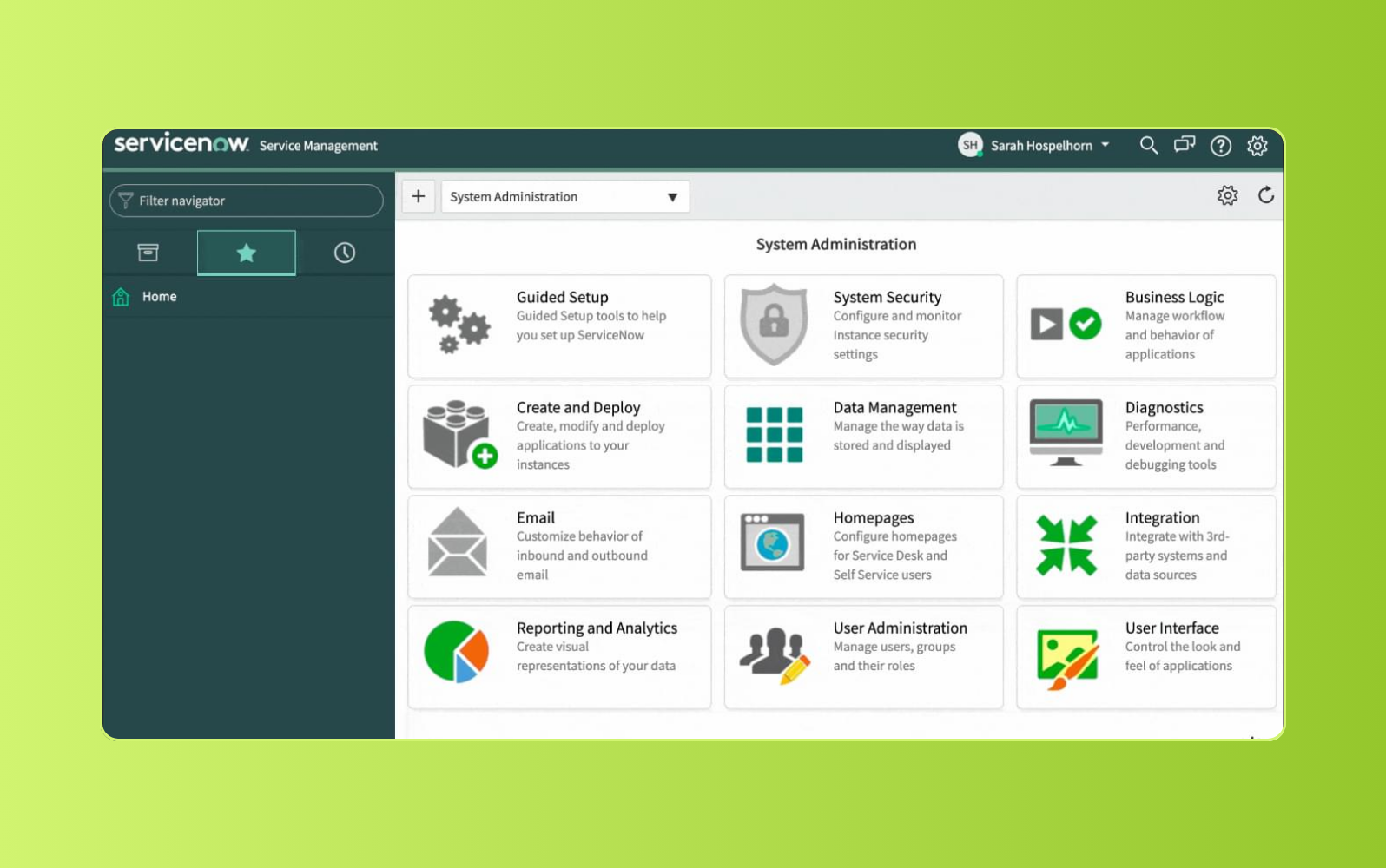 ServiceNow customer service management software dashboard.