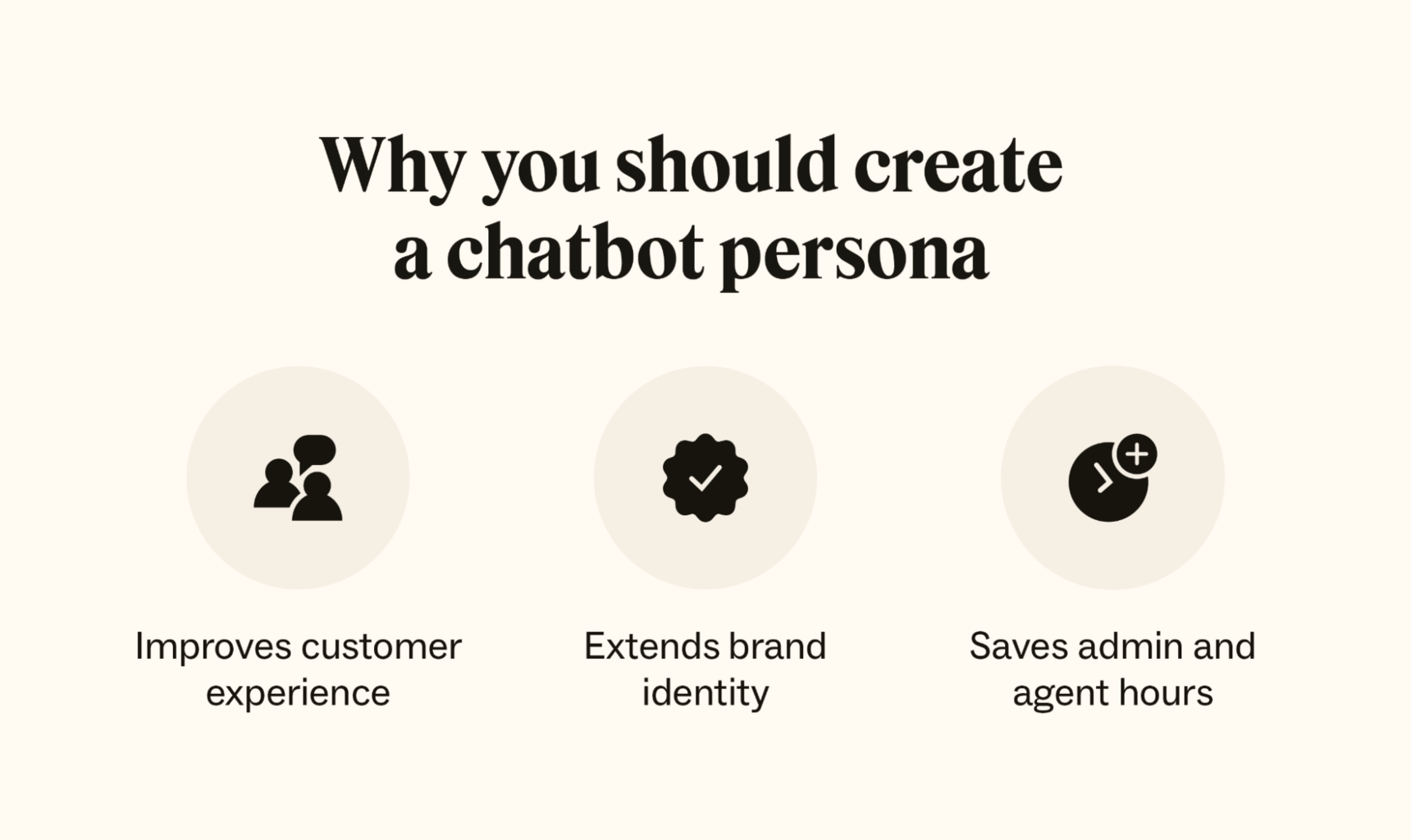 An image depicts three reasons for creating a chatbot persona.