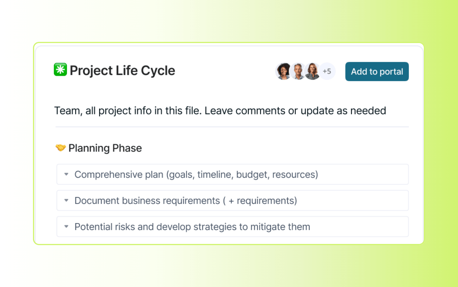 Screenshot of Fusebase client portal software.