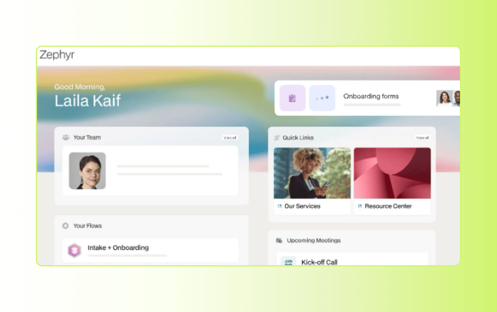 Screenshot of Moxo client portal software.