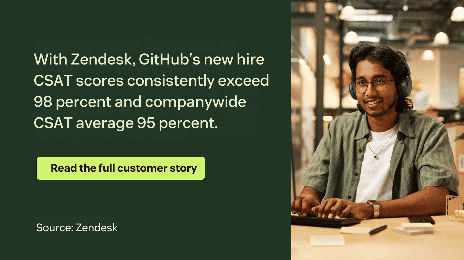 With Zendesk, GitHub’s new hire CSAT scores consistently exceed 98 percent and companywide CSAT average 95 percent.