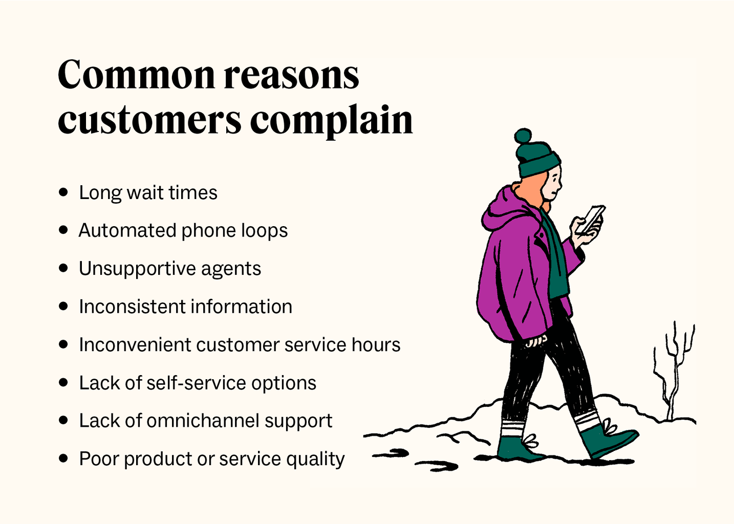 A bulleted list details the different types of customer complaints.