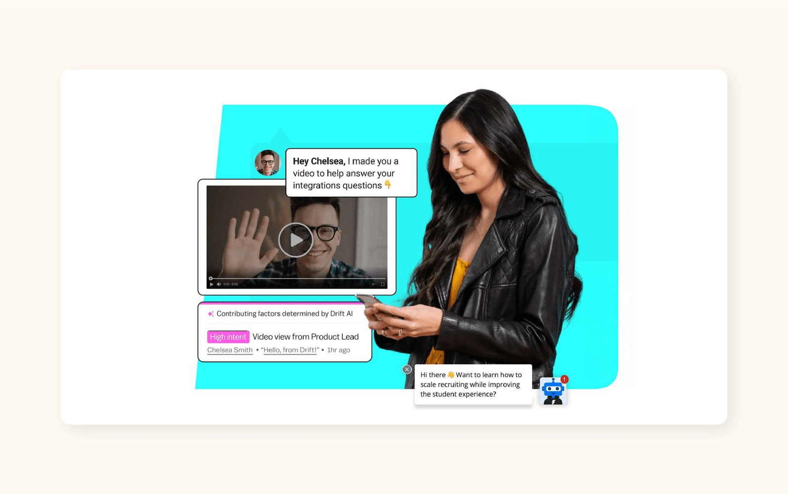 Visual showing Salesloft Drift AI chat agent.