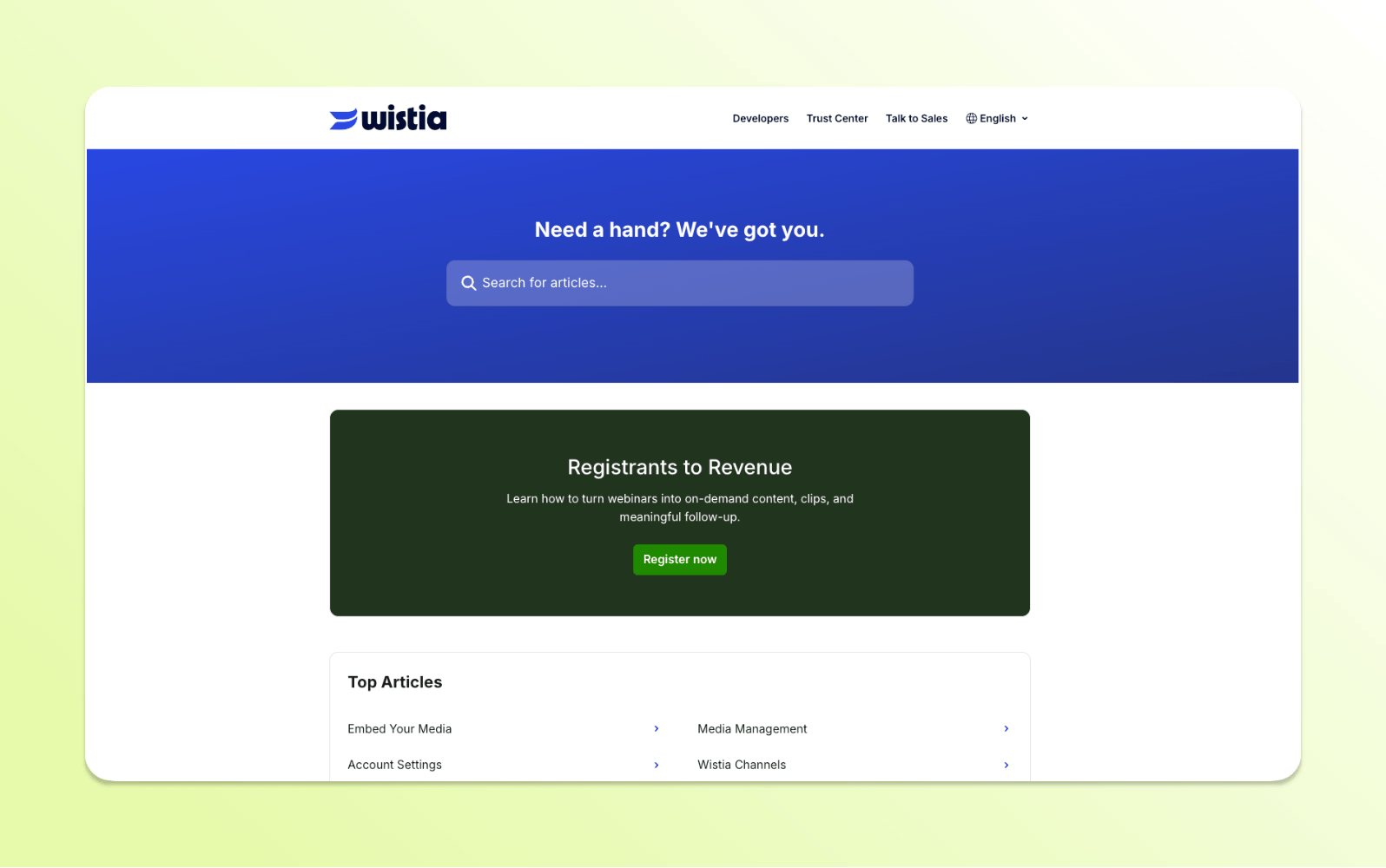 The Wistia page devoted to frequently asked questions.