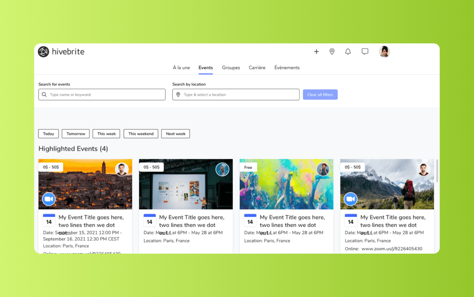 Screenshot of Hivebrite’s forum software.