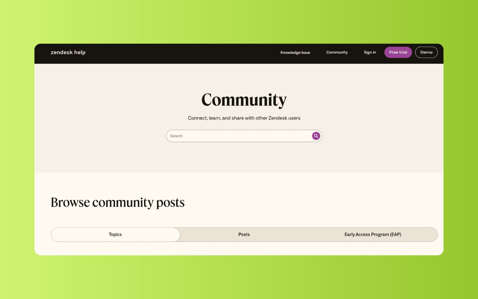 Screenshot of Zendesk’s forum software.