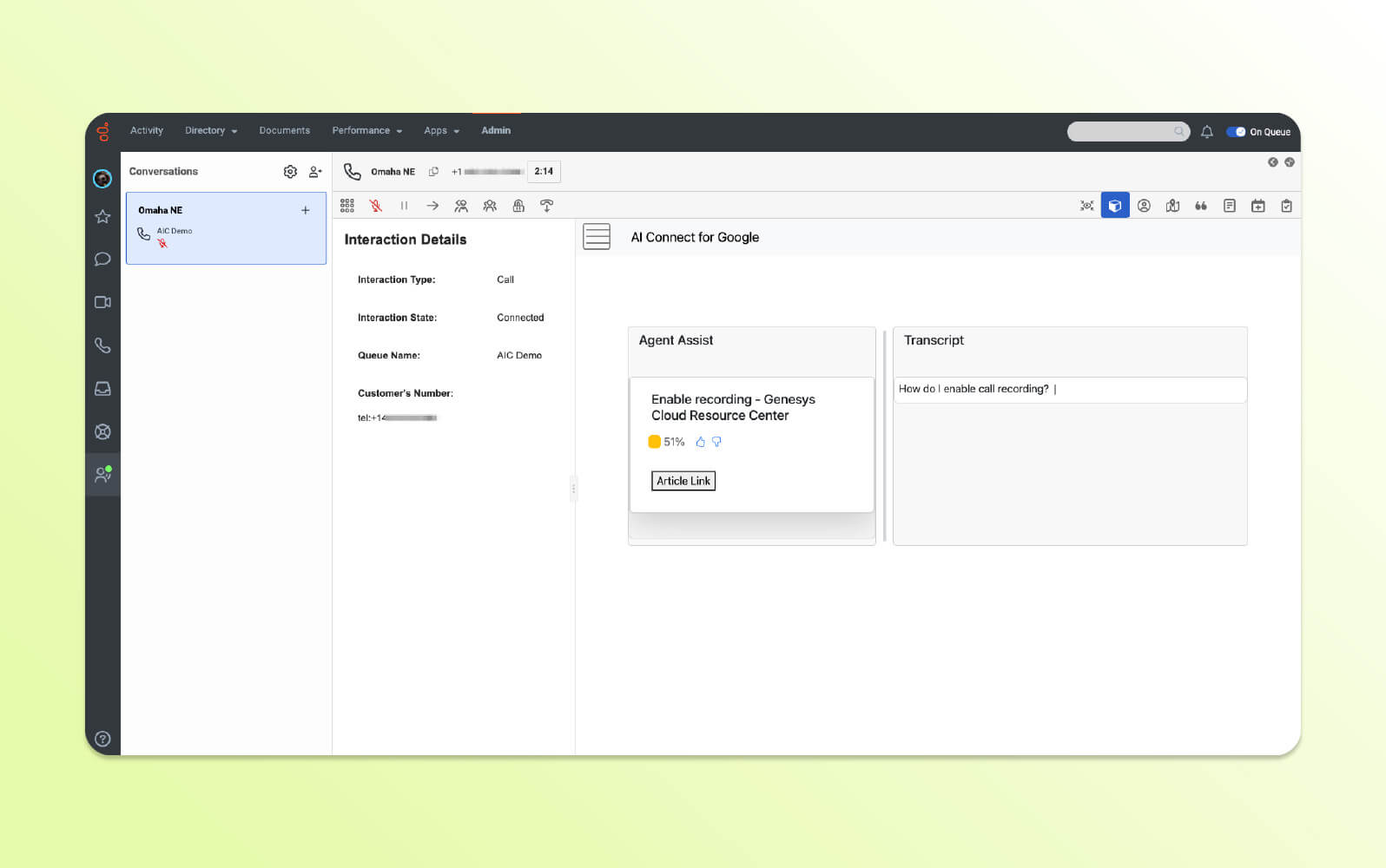 The AI agent from Genesys.