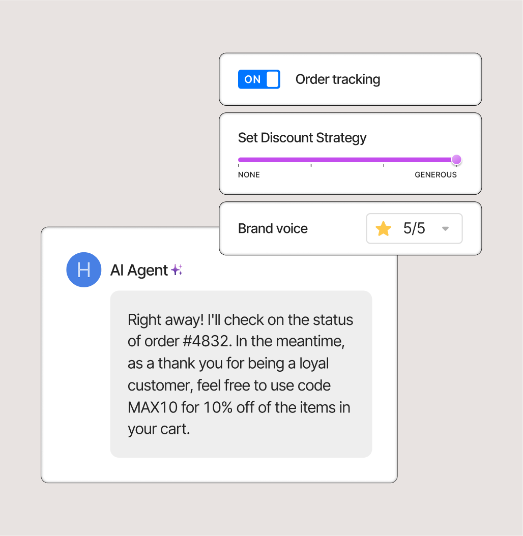 Screenshot of Gorgias’ AI agent in action.