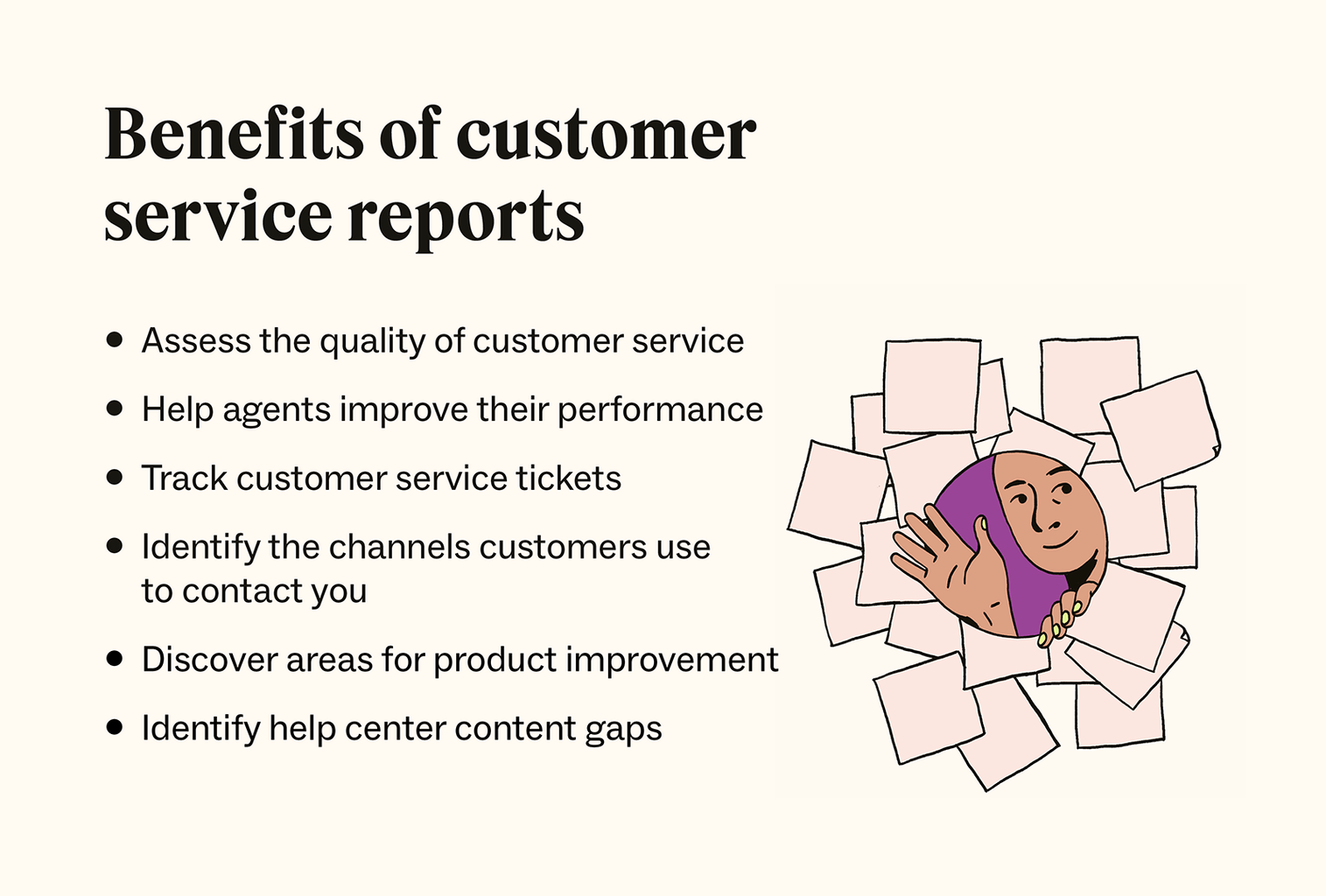 A bulleted list details how customer service reports can improve customer satisfaction.