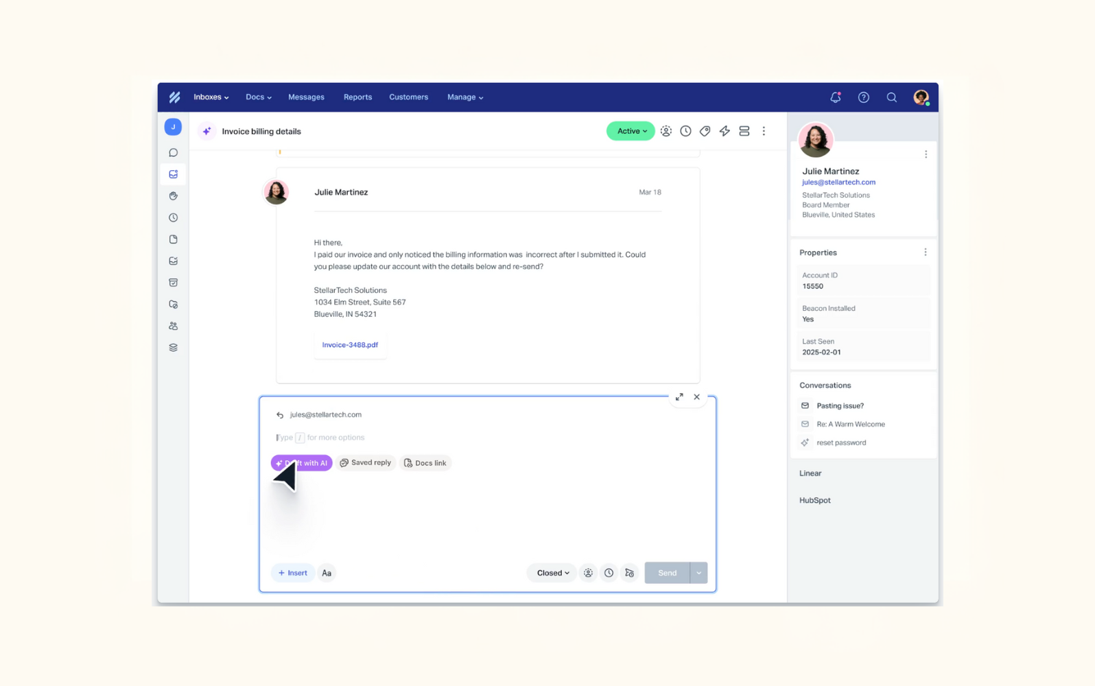 Screenshot of Help Scout’s inbox.
