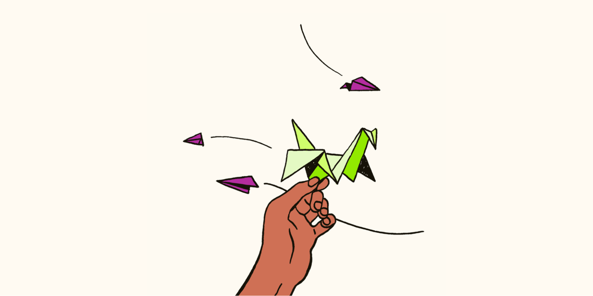 A hand holding an origami crane as the person considers shadow AI and its organizational risks.