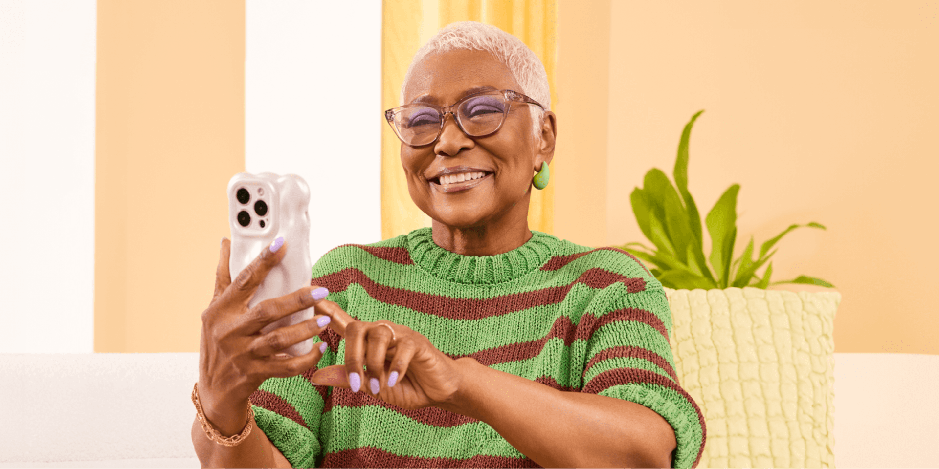 A woman interacts with an IVR system on her smartphone.