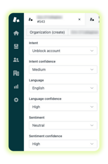 Insights dashboard showing key metrics including conversations. CSAT, AQS, and IQS.