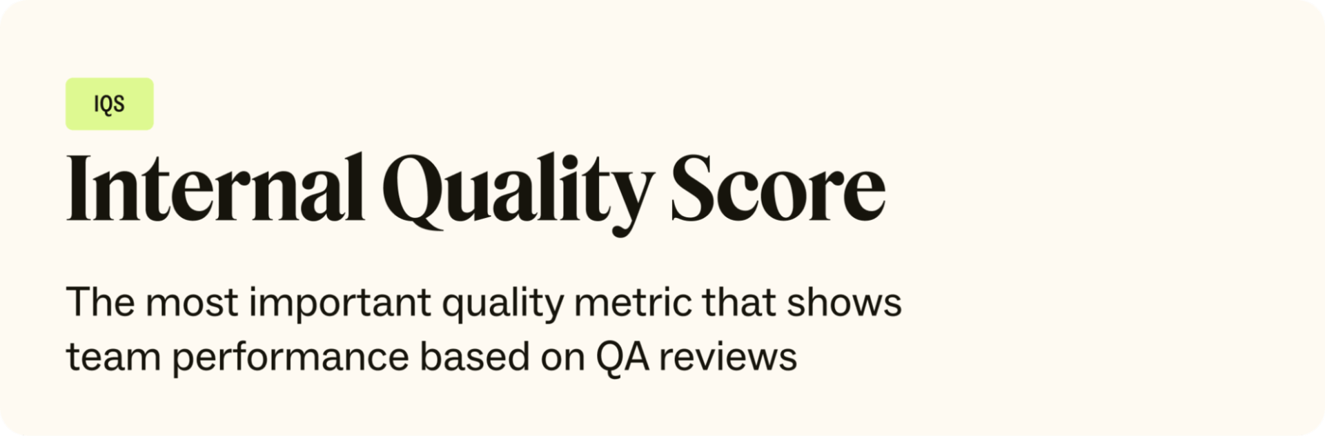 An image introduces Internal Quality Score, the most important quality metric.