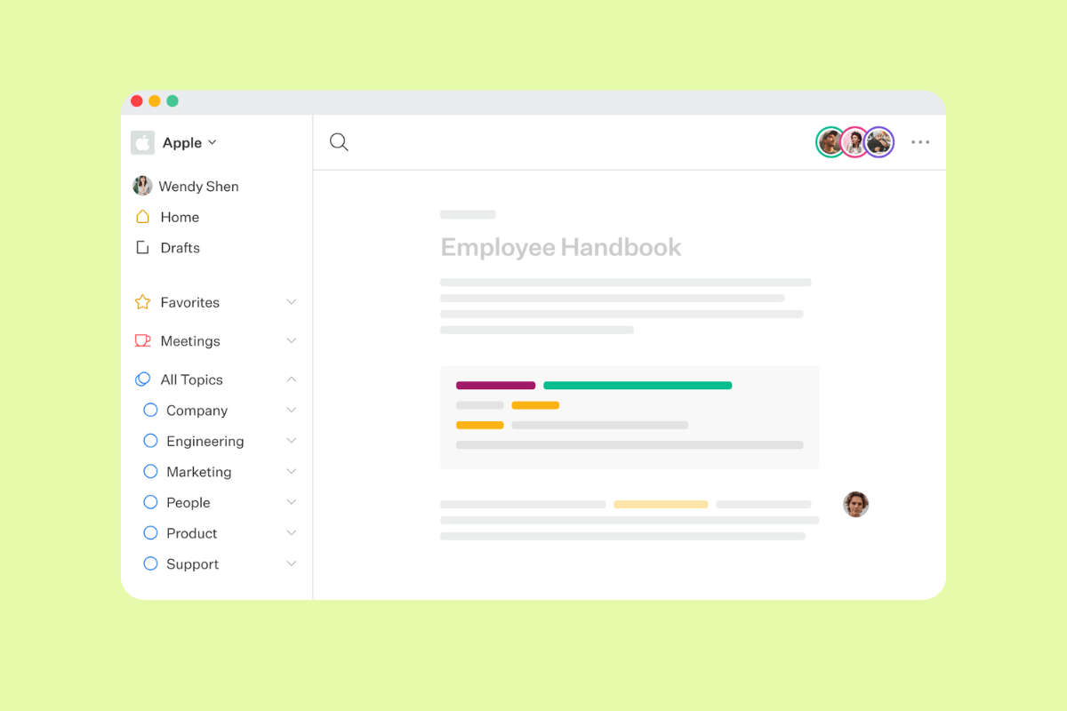Screenshot of Slab’s knowledge base in action.