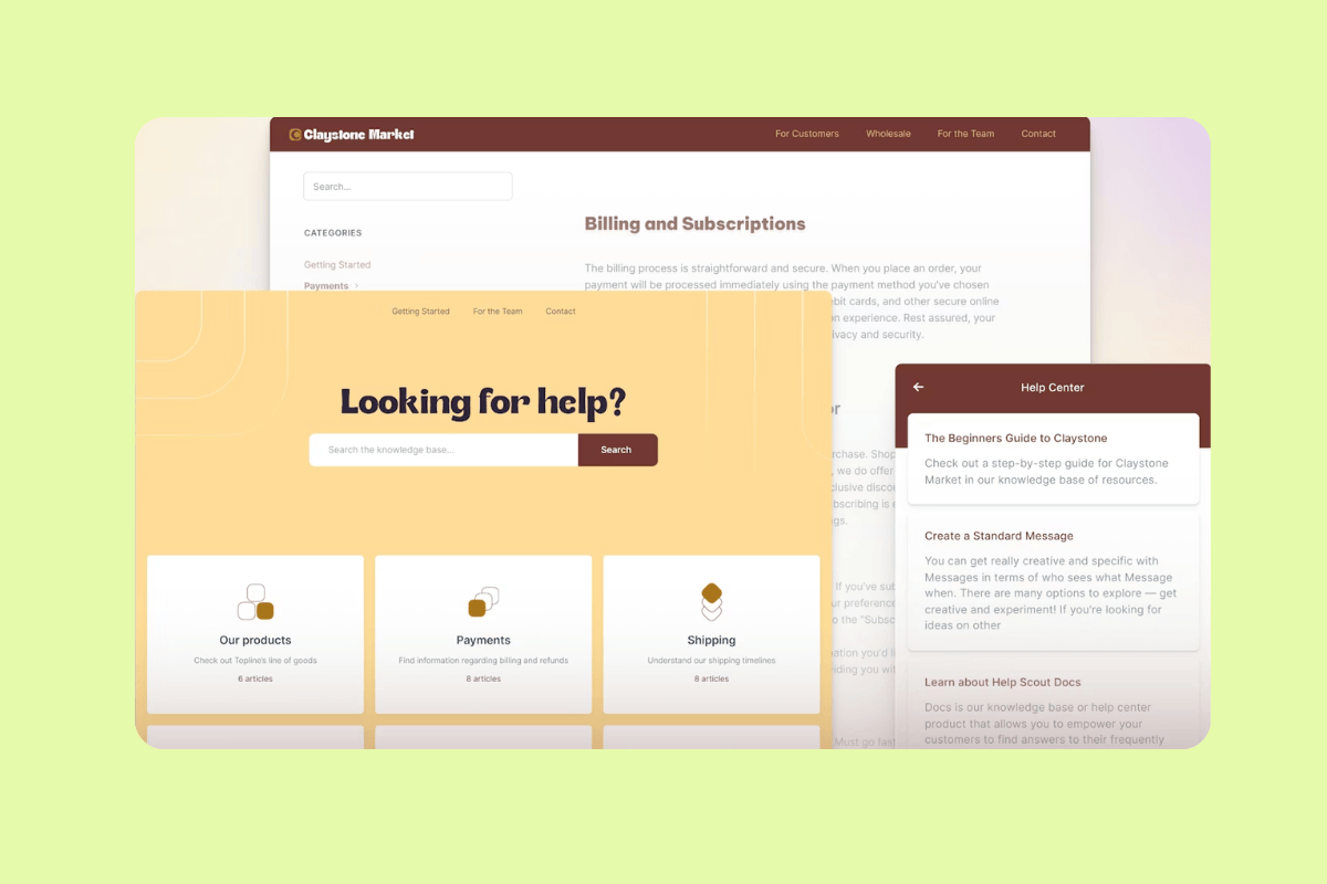 Screenshot of Help Scout’s knowledge base software.