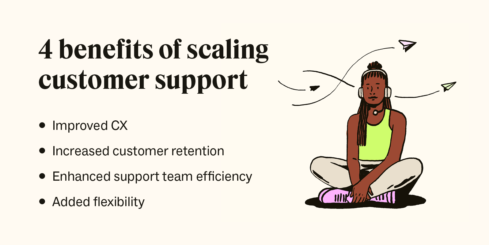 Four icons show the benefits of scaling customer support.