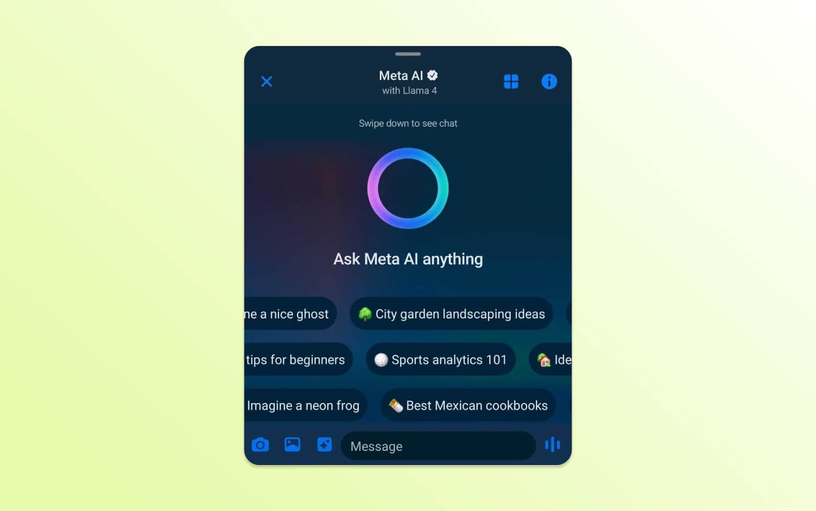 Das Meta-AI-Logo, eine blaue geometrische Kugel, symbolisiert die Innovation des Unternehmens bei KI-Sprachassistenten.