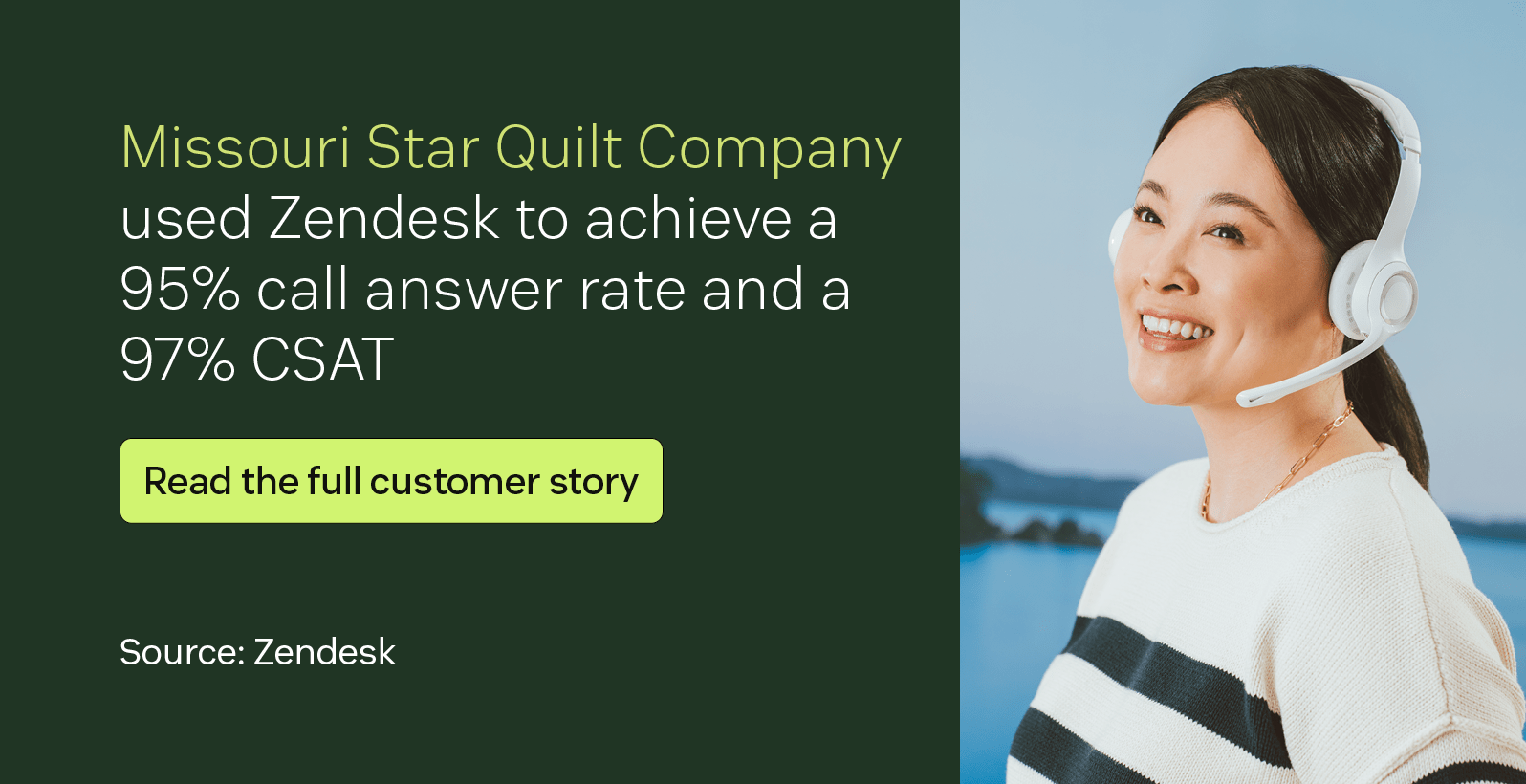 Metrics show the success of Missouri Star Quilt Company as a result of using Zendesk.