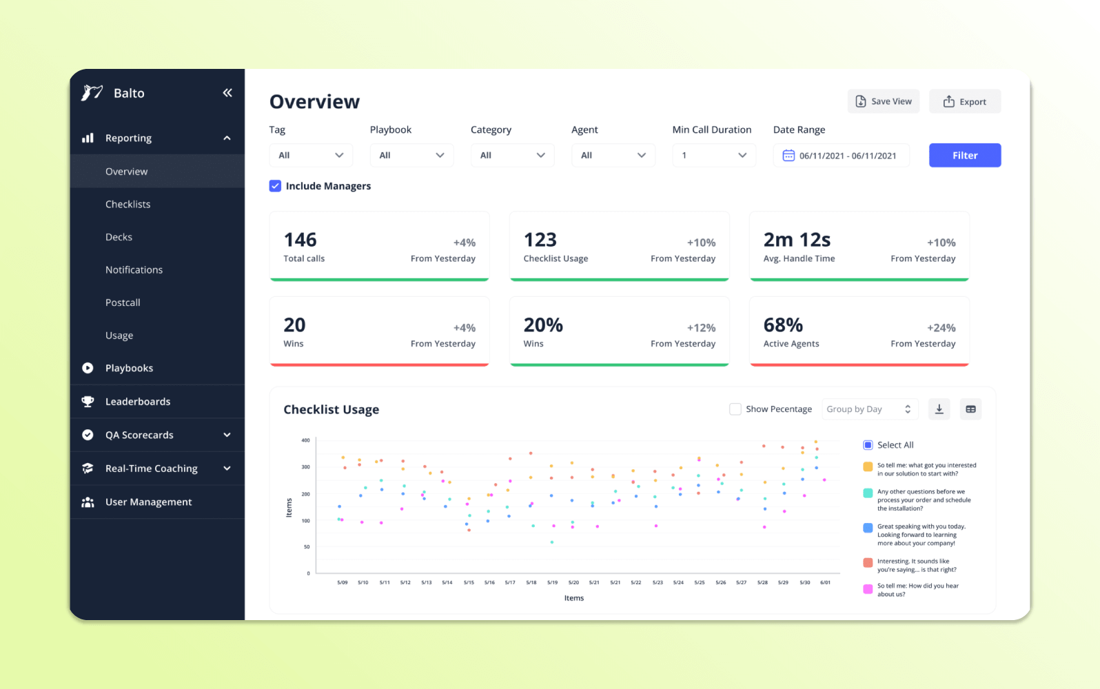 A product image of Balto quality management software.