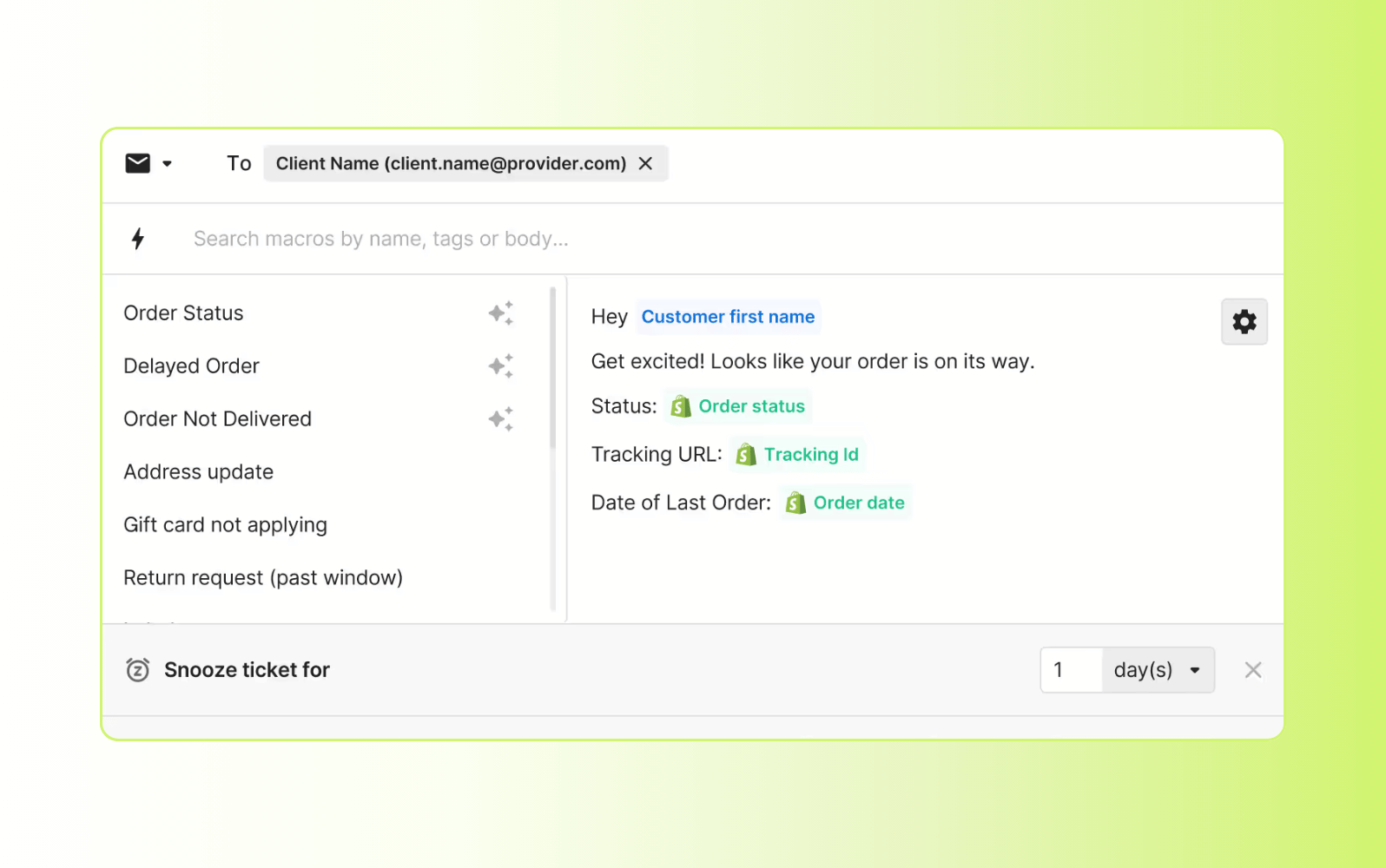 Screenshot of the Gorgias resolution-focused AI customer service software.
