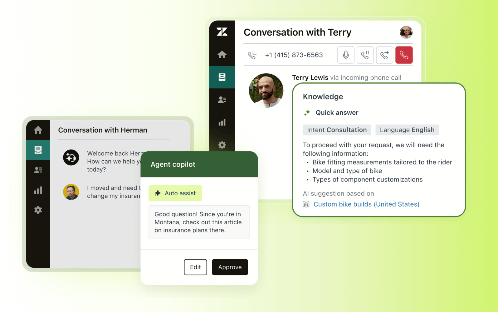 Screenshot of the Zendesk resolution-focused AI customer service software.