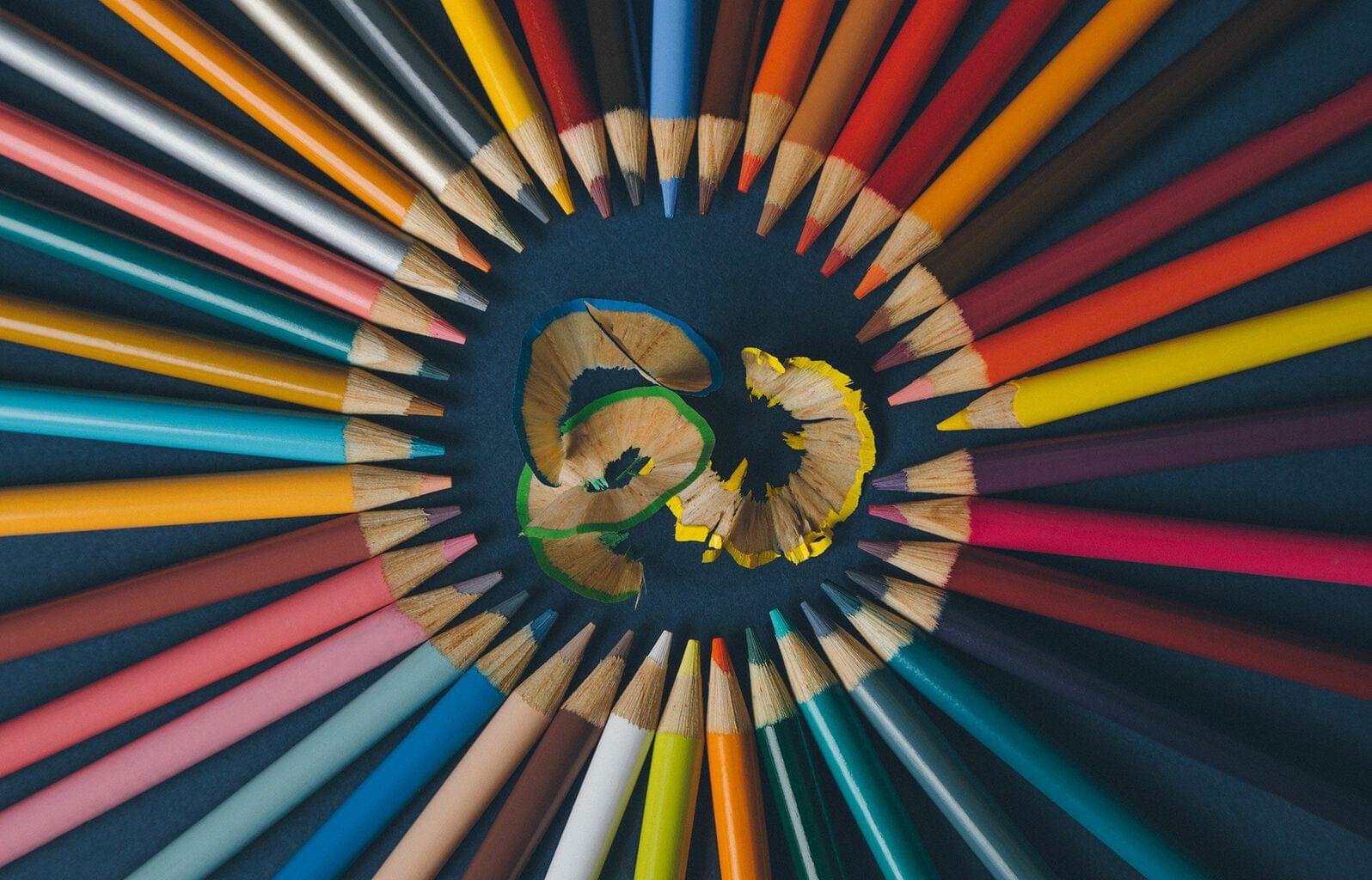 What skills do employers look for in sales managers?, circle of colored pencils