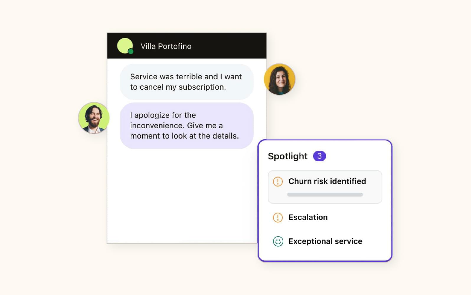 A screenshot displays Zendesk customer churn features.