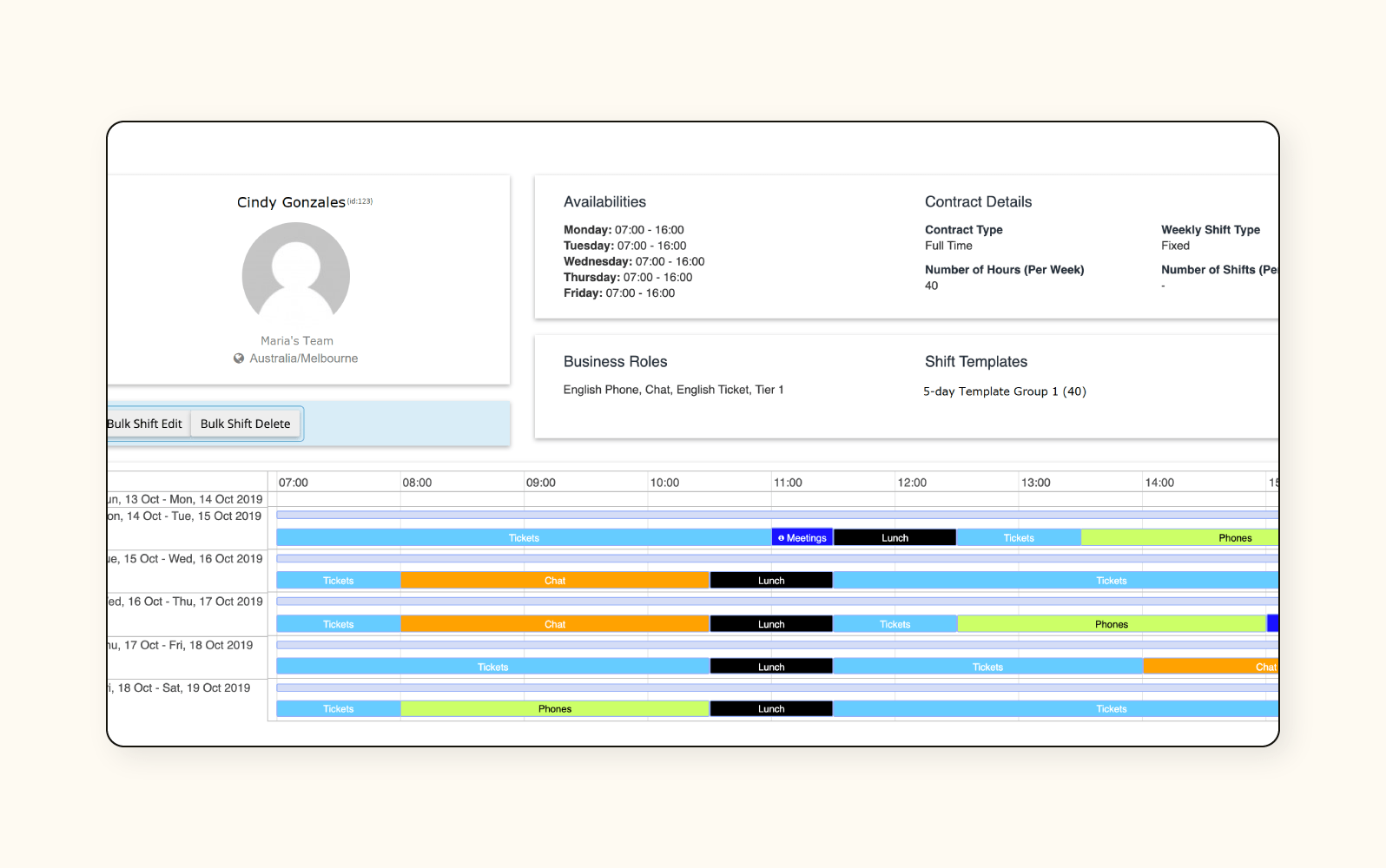 A screenshot of Playvox, a workforce optimization software.