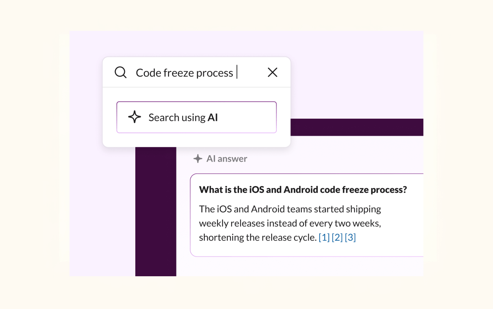 Ein Screenshot der KI-Wissensfunktionen von Slack.