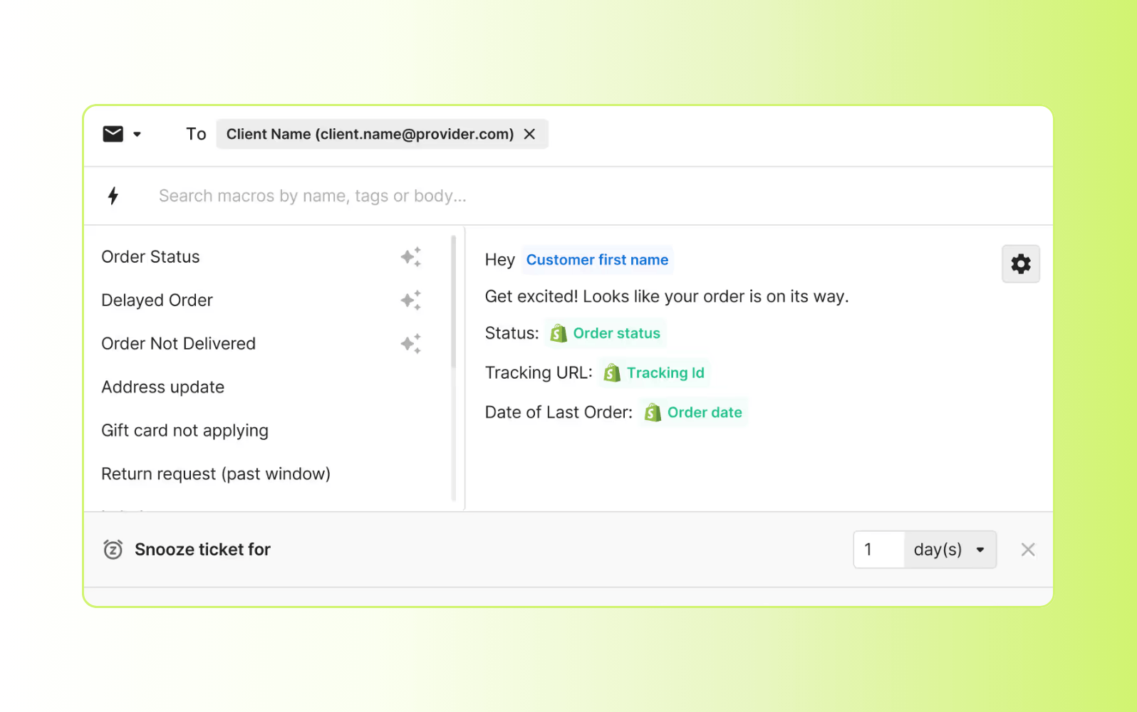 Screenshot of Gorgias small business help desk software.