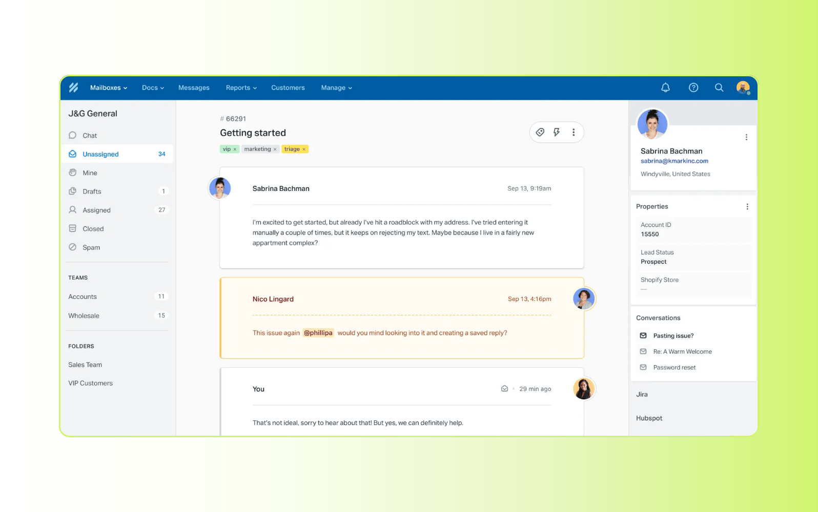 Screenshot of Help Scout small business help desk software.